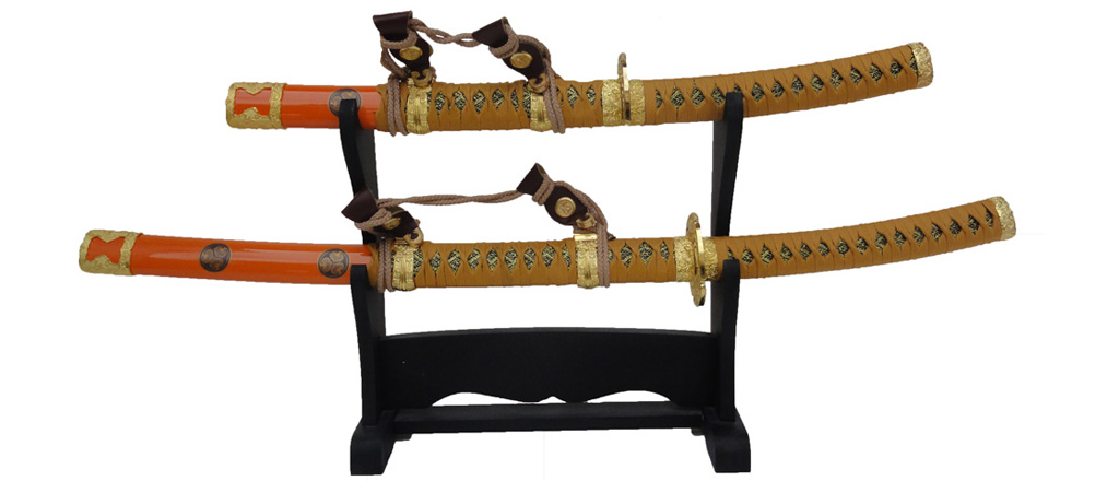 Samurai swords set, threepart, orange 1