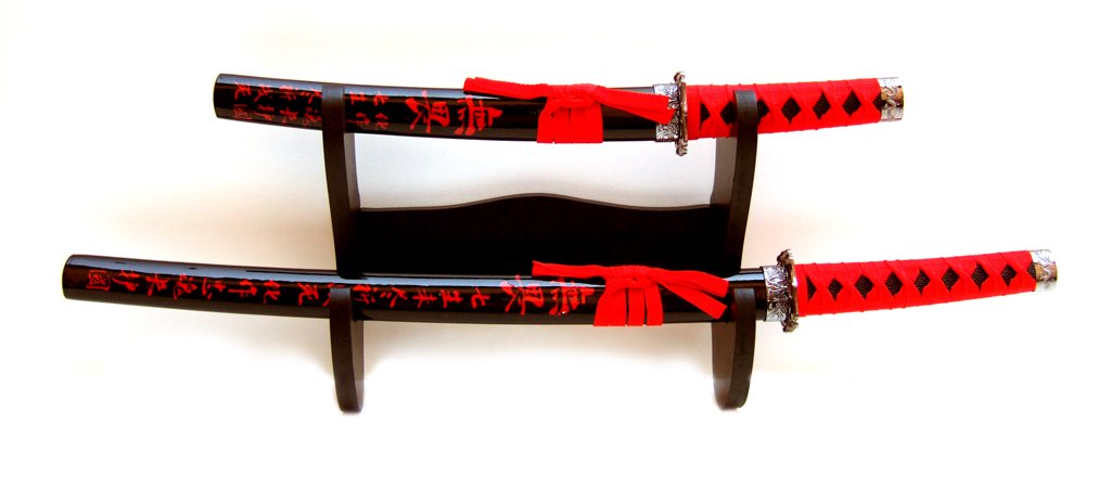 Samurai swords set, threeparted \"Bushido\" with wallhanger 1