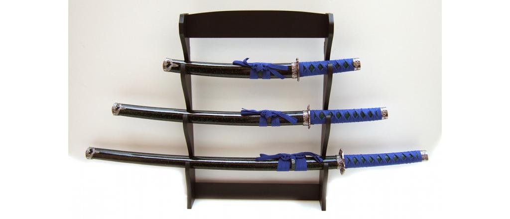 Samurai swords set, quartered \"Warrior\" with wallhanger 1