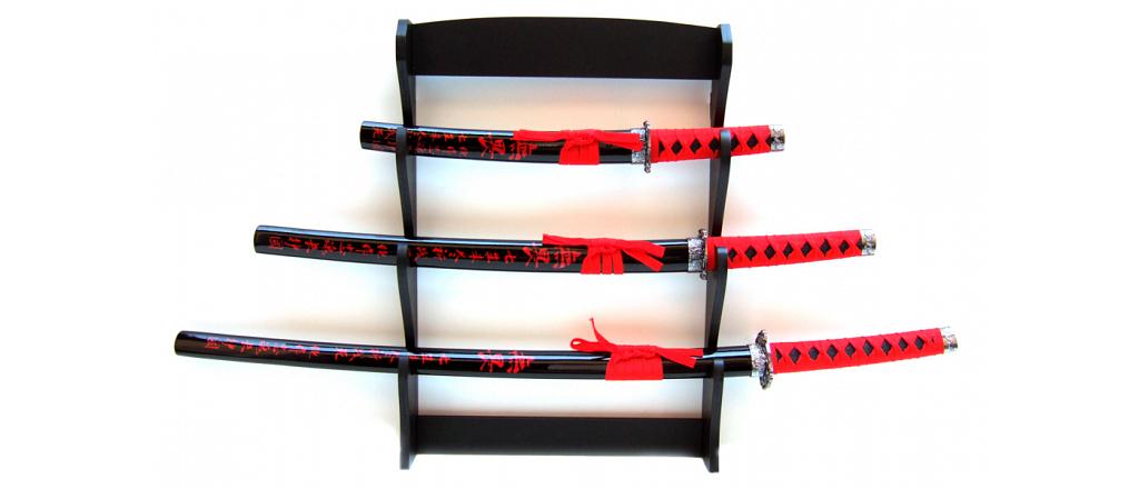 Samurai swords set, quartered \"Bushido\" with wallhanger 1