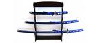 4-teiliges Samurai-Schwerter-Set, blau mit Wandhalterung