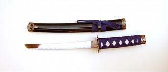 4-teiliges Samurai-Schwerter-Set, blau mit Wandhalterung 4